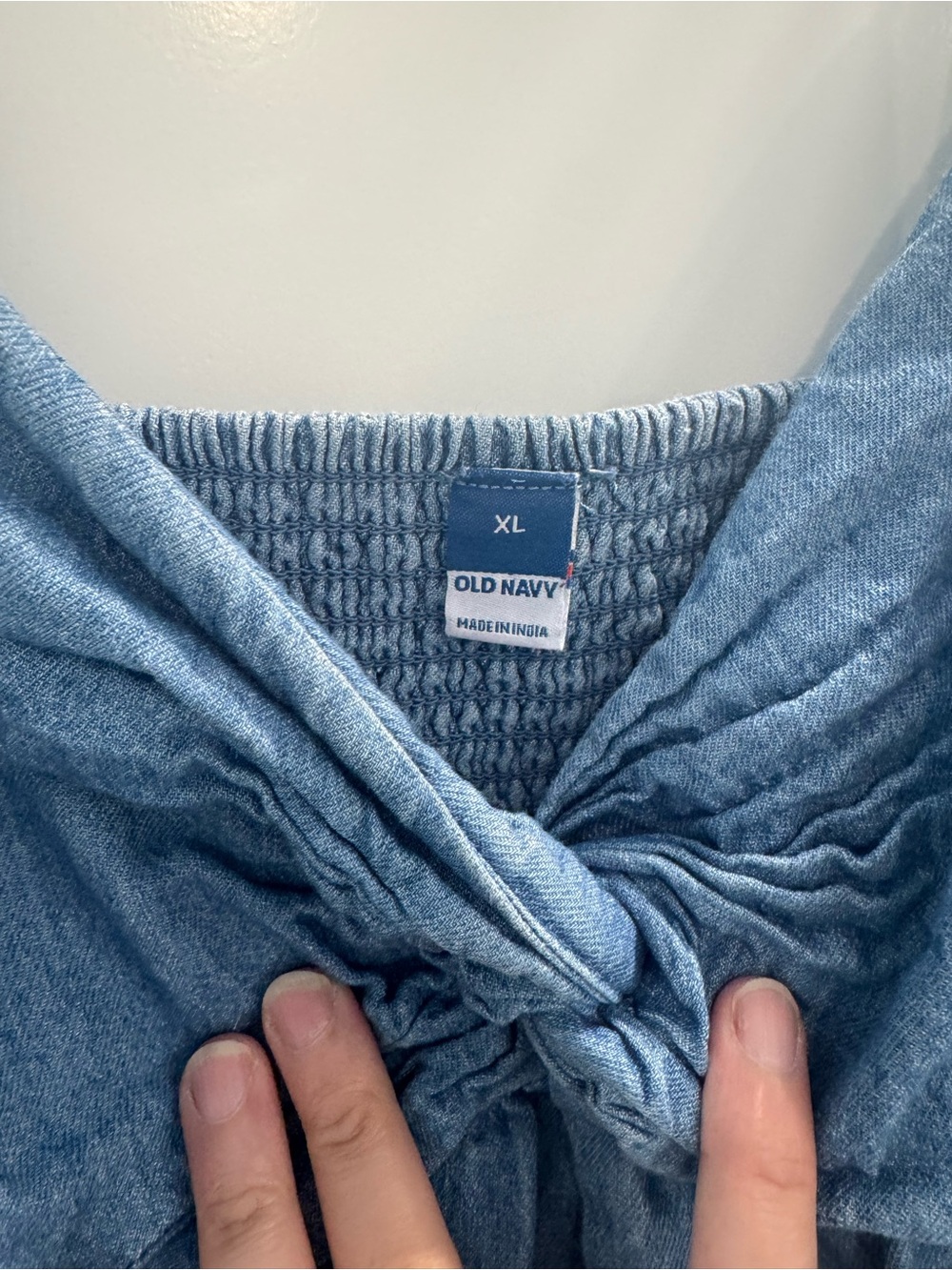 Old Navy Light Blue Chambray Knot-Front Jumpsuit - Picture 7 of 7